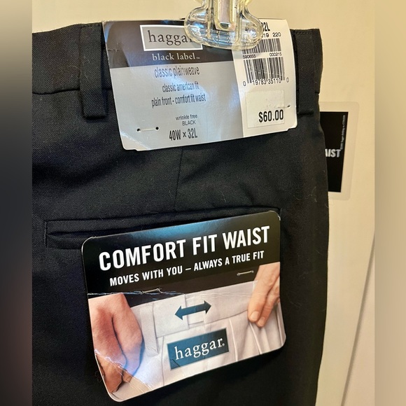 NWT Haggar Black Label Wool Blend Comfort Fit plain front Trousers Pant 40x32 - Picture 2 of 4